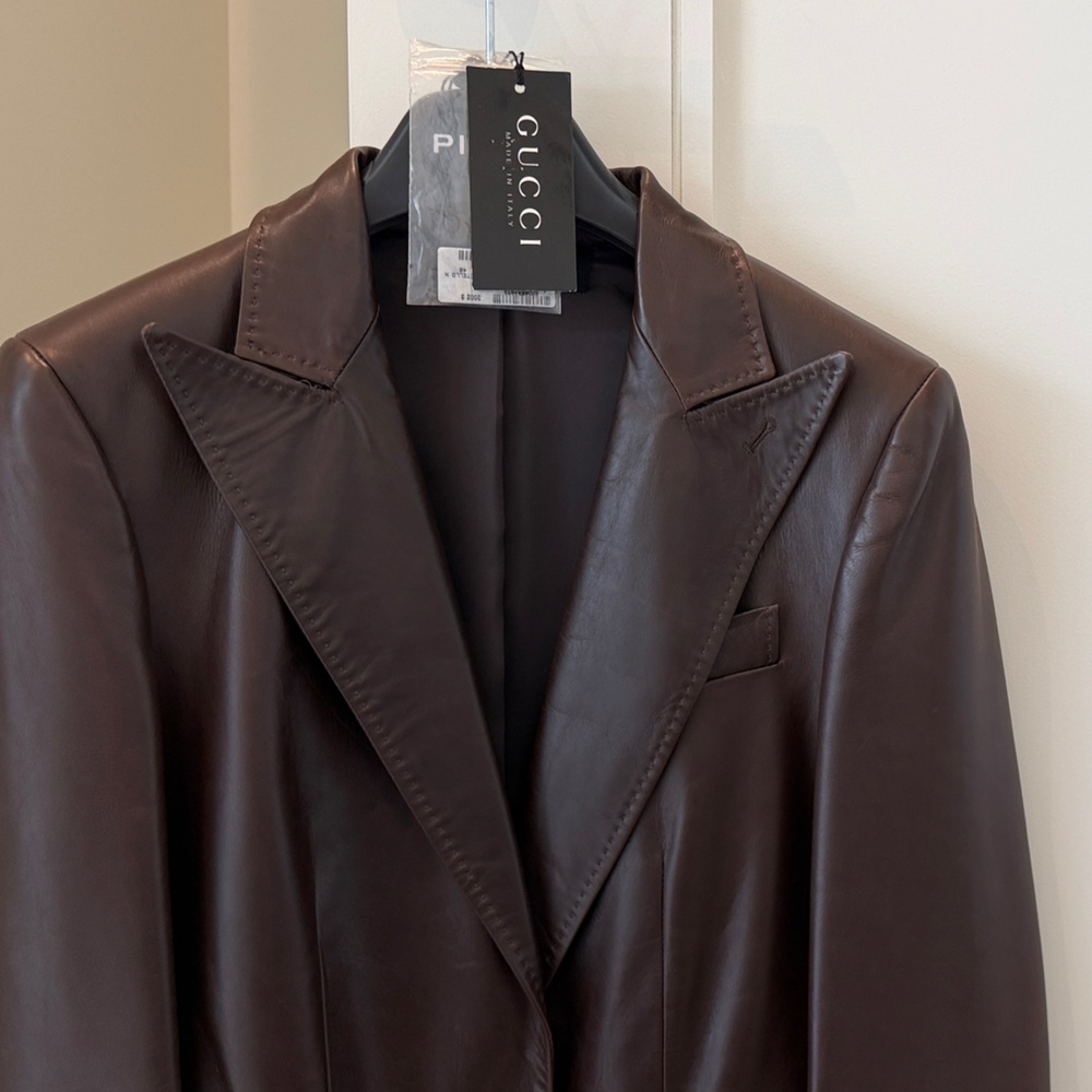 Vintage Gucci Dark Brown Leather Jacket, Tom Ford Era - Picture 3 of 11